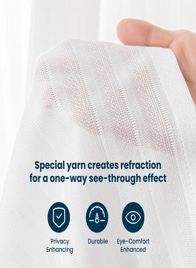 SLEEP ZONE Non-See-Through White Sheer Curtain, Thermal Insulated Sheer Curtains 63 inch Length 2 Panels Set Light Filtering Window Drapes with Rod Pocket for Living Room Bedroom, 52W × 63L, White - Image 3